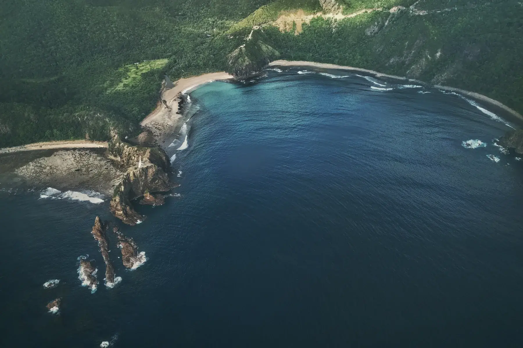 Coastal landscape and surf beach in Baler