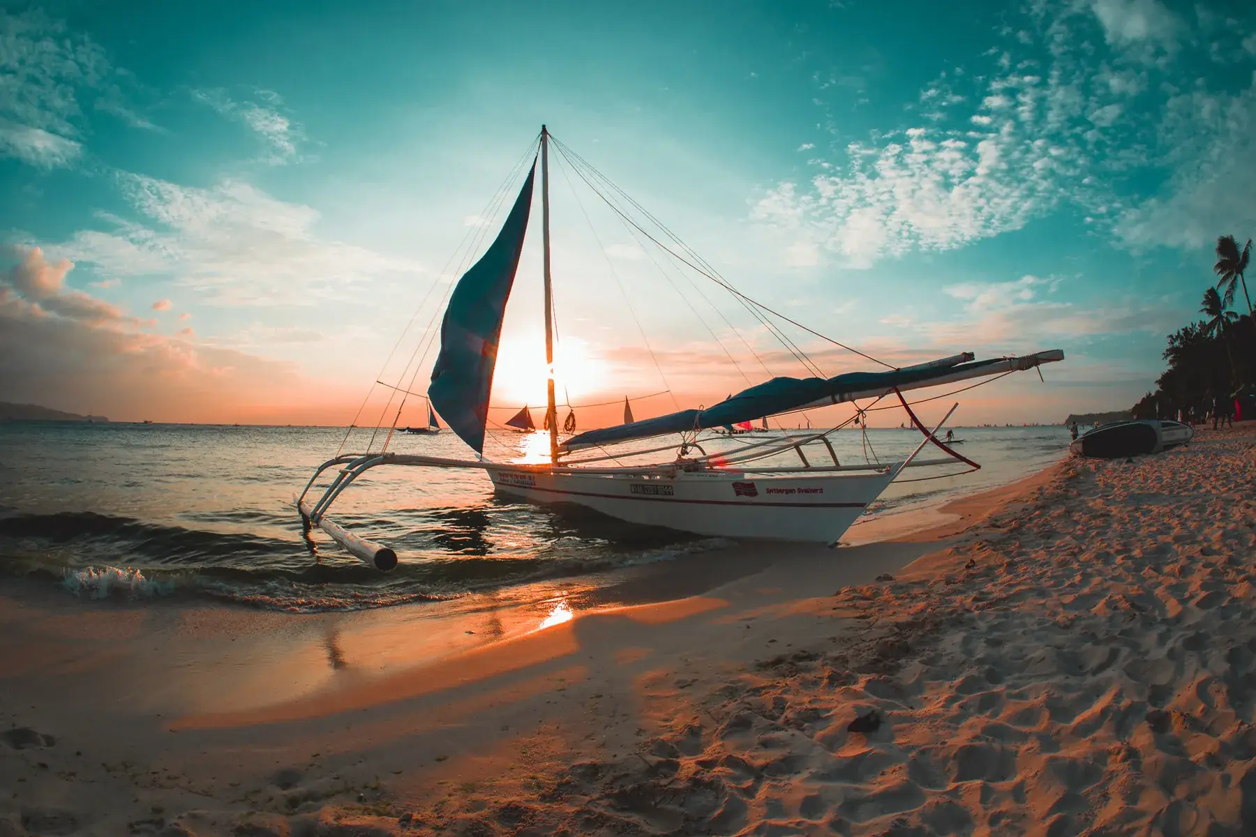 Boracay coastline and clear tropical water
