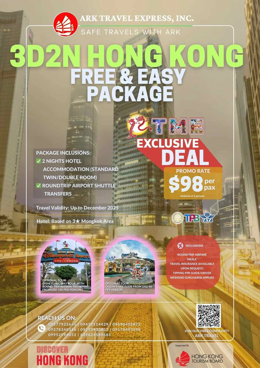 3 Days and 2 Nights Hong Kong Package TME 2025 Exclusive Deal. campaign artwork